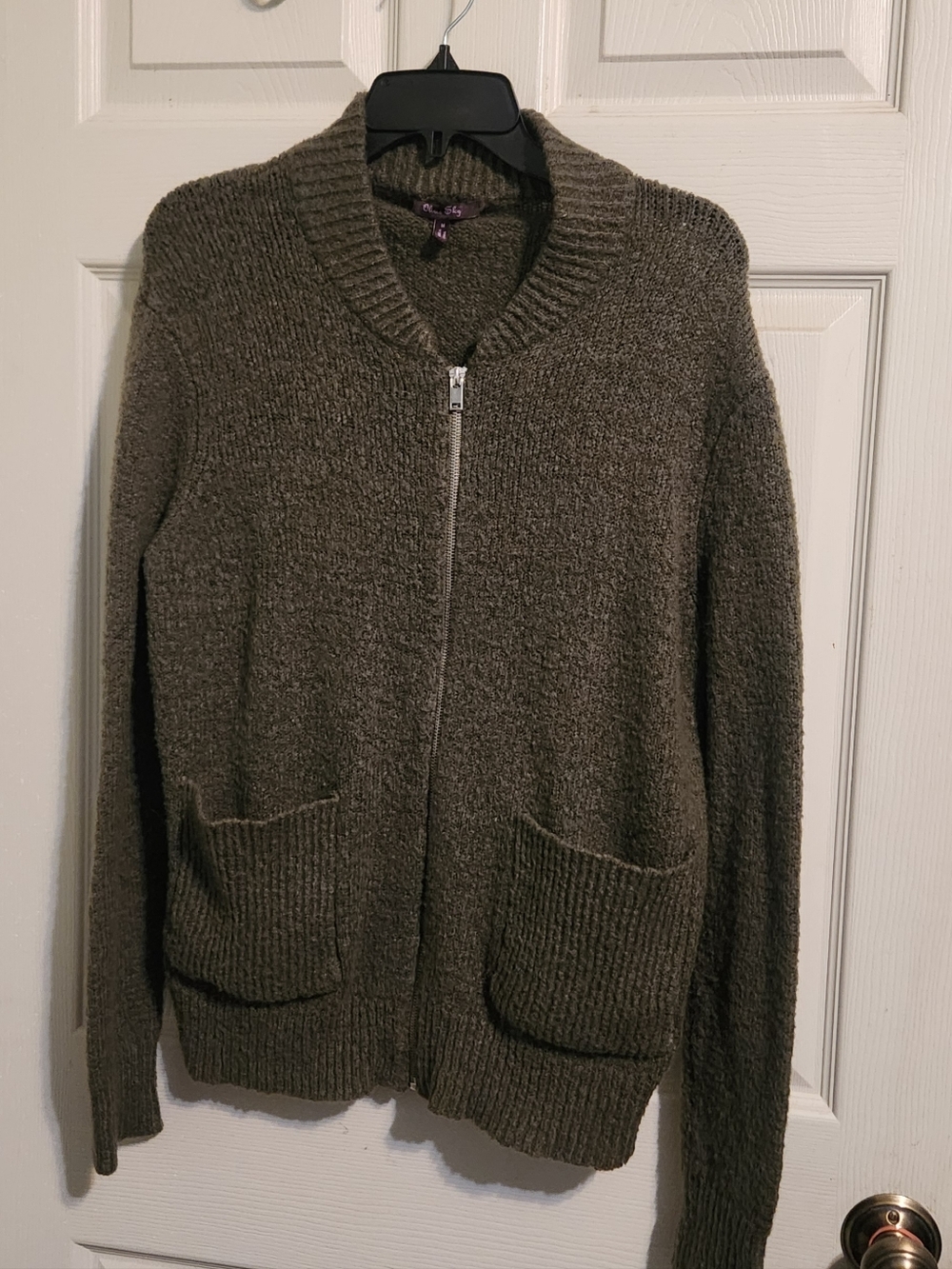 Olivia Sky Olive Green Textured Knit Sweater